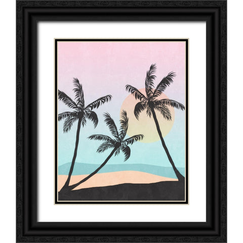Palm Trees II Black Ornate Wood Framed Art Print with Double Matting by Blue, Nina