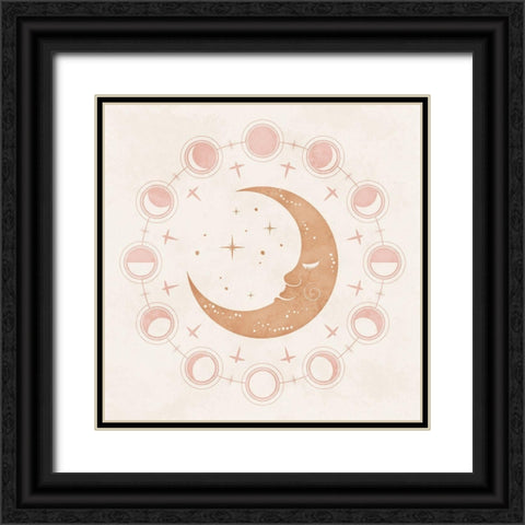 Boho Moon Black Ornate Wood Framed Art Print with Double Matting by Blue, Nina