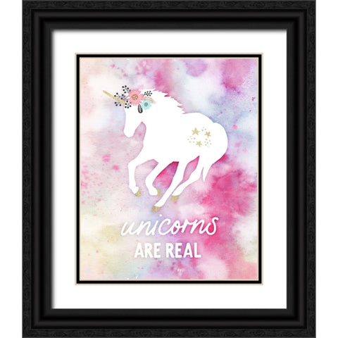 Unicorns are Real Black Ornate Wood Framed Art Print with Double Matting by Blue, Nina