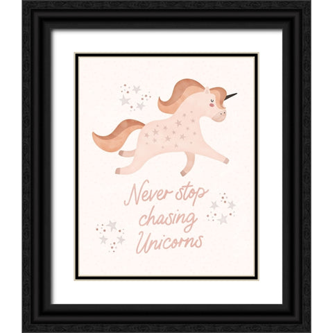 Chasing Unicorns Black Ornate Wood Framed Art Print with Double Matting by Blue, Nina
