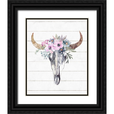 Western Skull Black Ornate Wood Framed Art Print with Double Matting by Blue, Nina