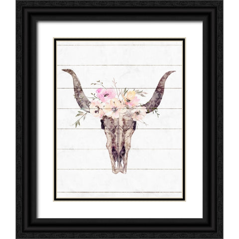 Western Skull II Black Ornate Wood Framed Art Print with Double Matting by Blue, Nina