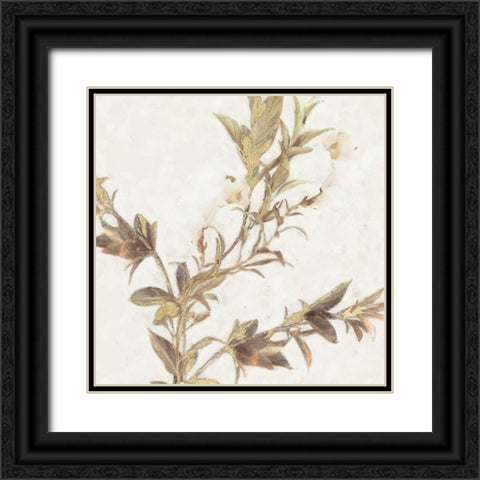 Elegant Leaves Black Ornate Wood Framed Art Print with Double Matting by Blue, Nina