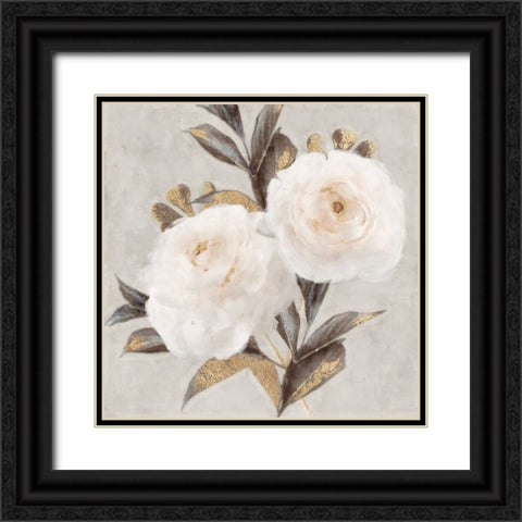Peonies Black Ornate Wood Framed Art Print with Double Matting by Blue, Nina