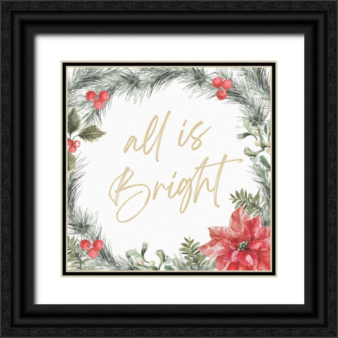 All is Bright Black Ornate Wood Framed Art Print with Double Matting by Blue, Nina