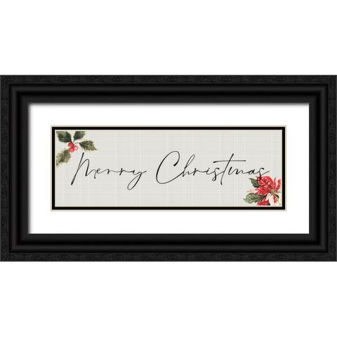 Merry Christmas Black Ornate Wood Framed Art Print with Double Matting by Blue, Nina