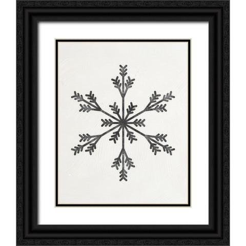 Modern Snowflake II Black Ornate Wood Framed Art Print with Double Matting by Blue, Nina