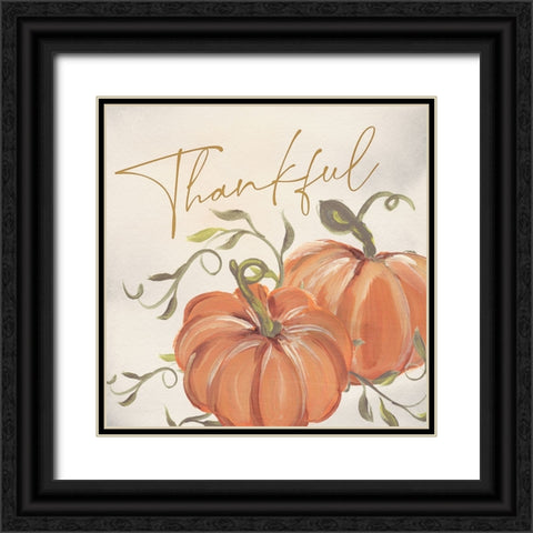 Thankful Pumpkins Black Ornate Wood Framed Art Print with Double Matting by Blue, Nina