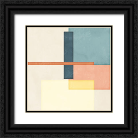 Block Square II Black Ornate Wood Framed Art Print with Double Matting by Blue, Nina