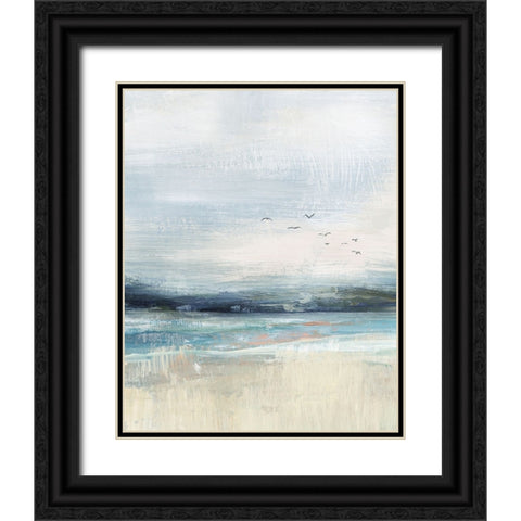 Coastal Birds Black Ornate Wood Framed Art Print with Double Matting by Blue, Nina