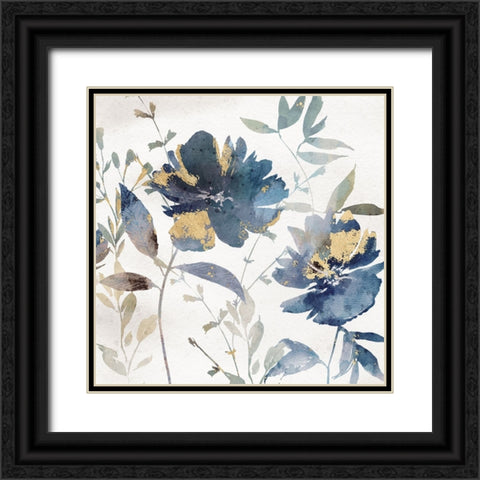 Blue Watercolor Florals II Black Ornate Wood Framed Art Print with Double Matting by Blue, Nina