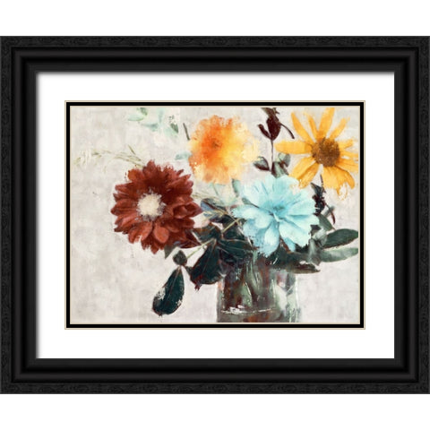Summer Bouquet II Black Ornate Wood Framed Art Print with Double Matting by Blue, Nina