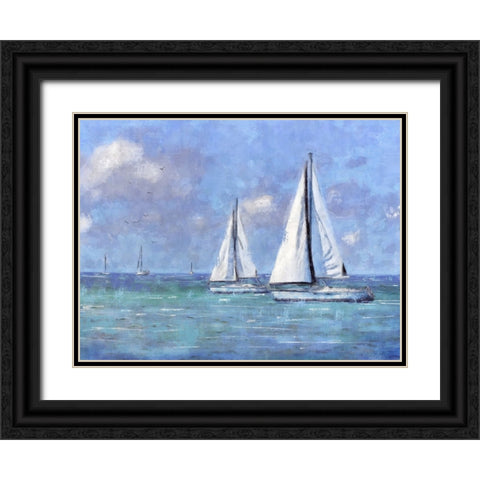 Sailing Day Black Ornate Wood Framed Art Print with Double Matting by Blue, Nina