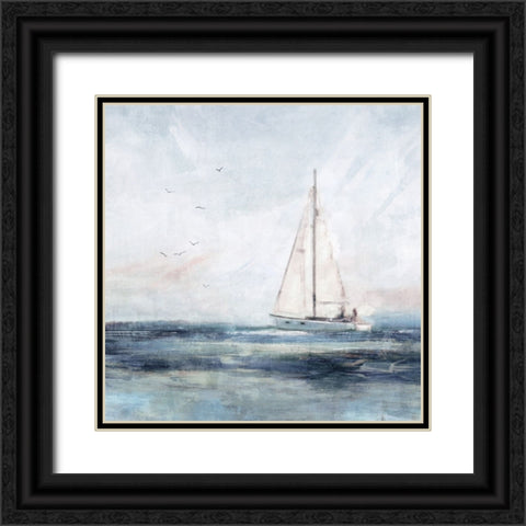 Blue Sailing I Black Ornate Wood Framed Art Print with Double Matting by Blue, Nina