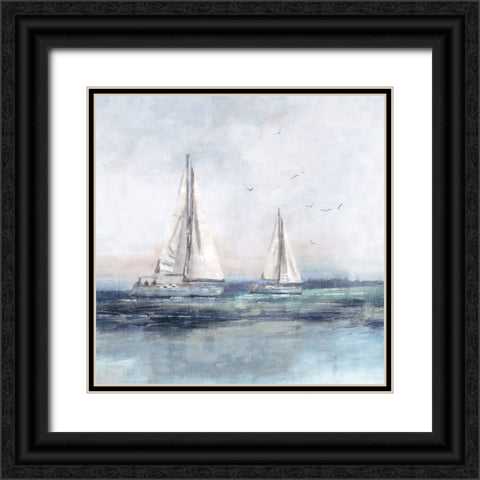 Blue Sailing II Black Ornate Wood Framed Art Print with Double Matting by Blue, Nina