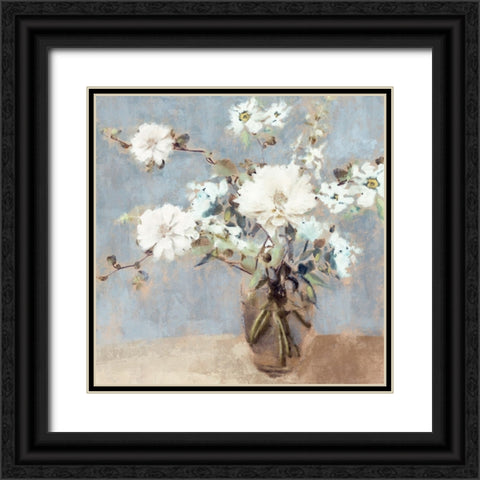 Soft Blue Bouquet II Black Ornate Wood Framed Art Print with Double Matting by Blue, Nina