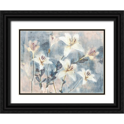 Whisper Blooms II Black Ornate Wood Framed Art Print with Double Matting by Blue, Nina