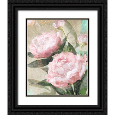 Bountiful Peonies II Black Ornate Wood Framed Art Print with Double Matting by Blue, Nina