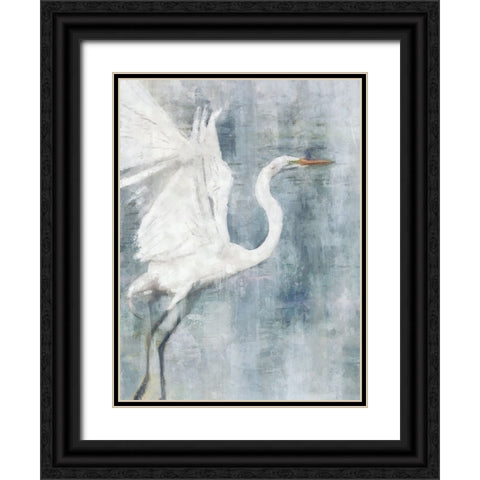 Glacier Heron Black Ornate Wood Framed Art Print with Double Matting by Blue, Nina