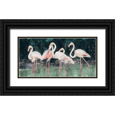 Peach Flamingo III Black Ornate Wood Framed Art Print with Double Matting by Blue, Nina