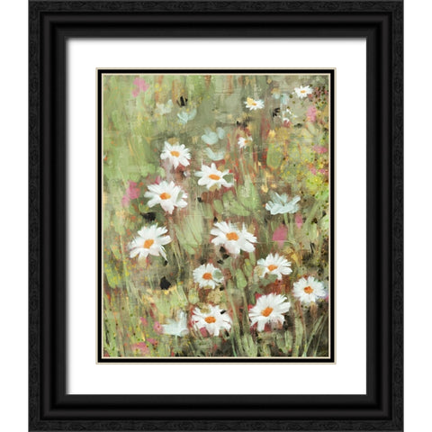 Daisy Field I Black Ornate Wood Framed Art Print with Double Matting by Blue, Nina