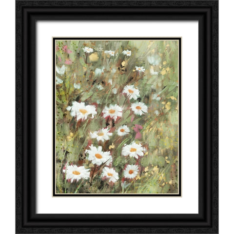 Daisy Field II Black Ornate Wood Framed Art Print with Double Matting by Blue, Nina