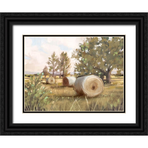 Hay Bales Black Ornate Wood Framed Art Print with Double Matting by Blue, Nina