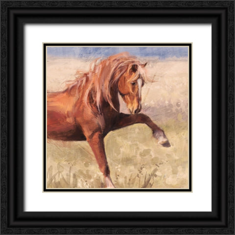 The Red Stallion Black Ornate Wood Framed Art Print with Double Matting by Blue, Nina