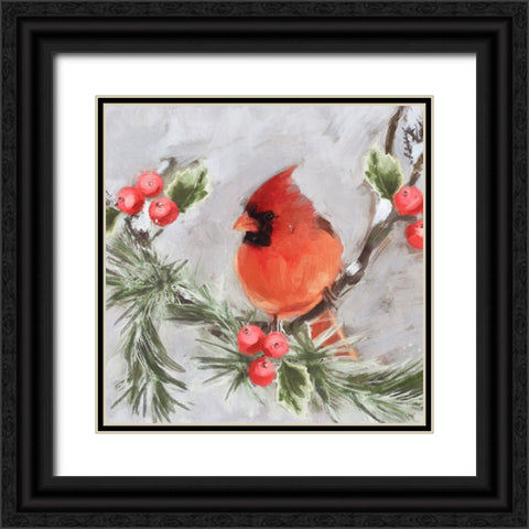 Cardinal Black Ornate Wood Framed Art Print with Double Matting by Blue, Nina