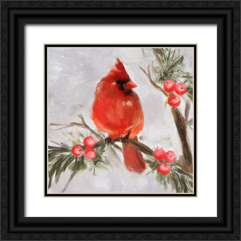 Cardinal II Black Ornate Wood Framed Art Print with Double Matting by Blue, Nina