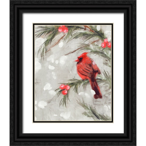 Cardinal III Black Ornate Wood Framed Art Print with Double Matting by Blue, Nina