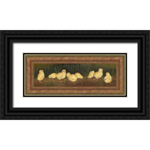 Eight Chicks Black Ornate Wood Framed Art Print with Double Matting by Lewis, Kim