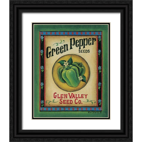 Green Pepper Seeds Black Ornate Wood Framed Art Print with Double Matting by Lewis, Kim