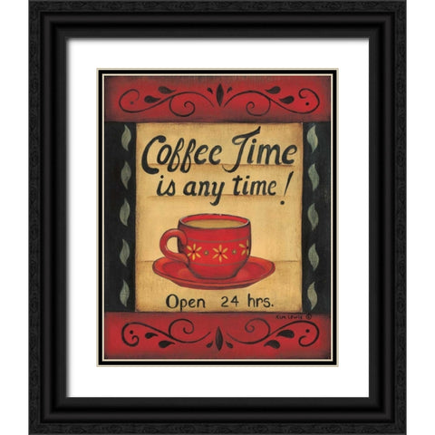 Coffee Time is Any Time Black Ornate Wood Framed Art Print with Double Matting by Lewis, Kim