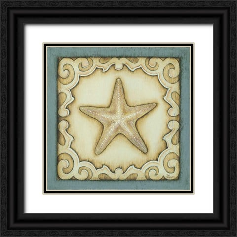 Cottage Starfish Black Ornate Wood Framed Art Print with Double Matting by Lewis, Kim