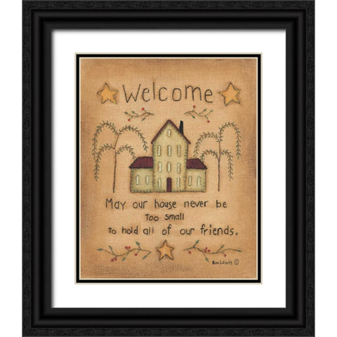 Welcome Black Ornate Wood Framed Art Print with Double Matting by Lewis, Kim