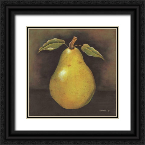 Green Pear Black Ornate Wood Framed Art Print with Double Matting by Lewis, Kim