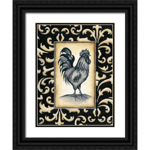 Rooster I Black Ornate Wood Framed Art Print with Double Matting by Lewis, Kim
