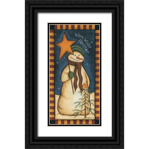 Warm Winter Blessings Black Ornate Wood Framed Art Print with Double Matting by Lewis, Kim