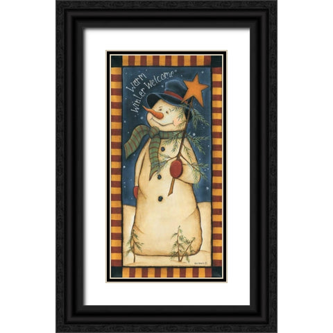 Warm Winter Welcome Black Ornate Wood Framed Art Print with Double Matting by Lewis, Kim