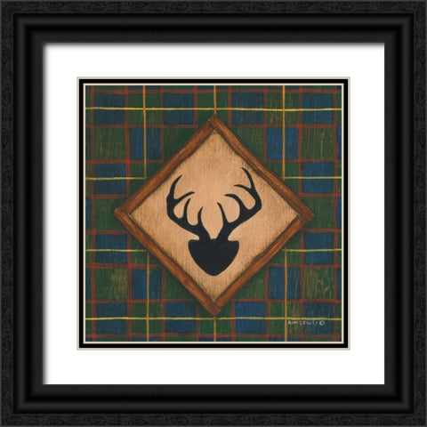 Antlers Black Ornate Wood Framed Art Print with Double Matting by Lewis, Kim