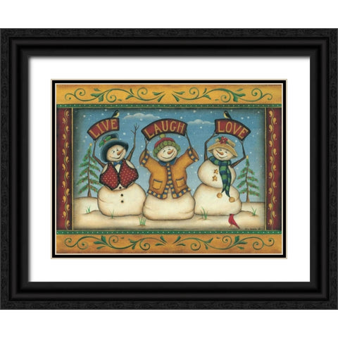 Live-Laugh-Love Black Ornate Wood Framed Art Print with Double Matting by Lewis, Kim