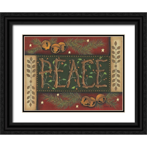 Peace Black Ornate Wood Framed Art Print with Double Matting by Lewis, Kim