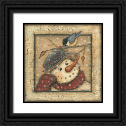 Snowman I Black Ornate Wood Framed Art Print with Double Matting by Lewis, Kim
