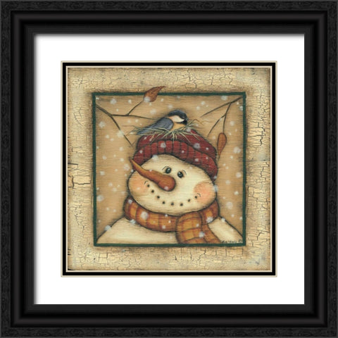Snowman II Black Ornate Wood Framed Art Print with Double Matting by Lewis, Kim