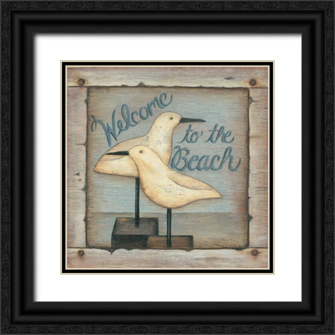 Welcome to the Beach Black Ornate Wood Framed Art Print with Double Matting by Lewis, Kim
