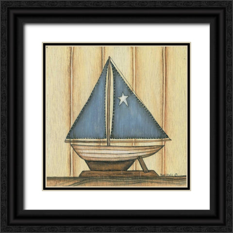 Sailboat with Star Black Ornate Wood Framed Art Print with Double Matting by Lewis, Kim