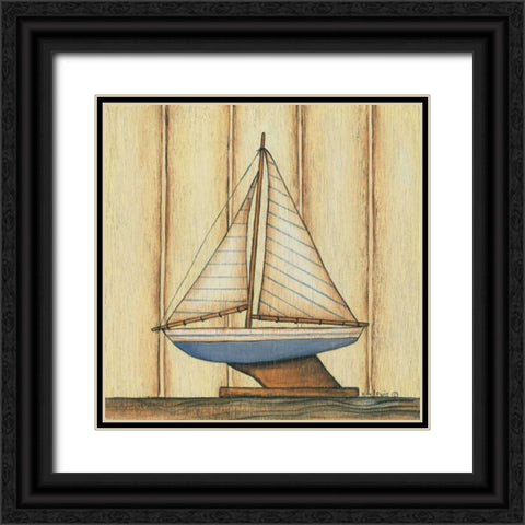 Pinstripe Boat Black Ornate Wood Framed Art Print with Double Matting by Lewis, Kim