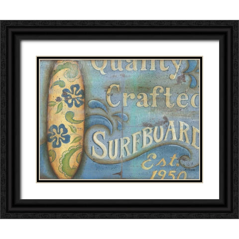 Surfboard Black Ornate Wood Framed Art Print with Double Matting by Lewis, Kim