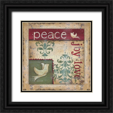 Peace-Joy-Love Black Ornate Wood Framed Art Print with Double Matting by Lewis, Kim